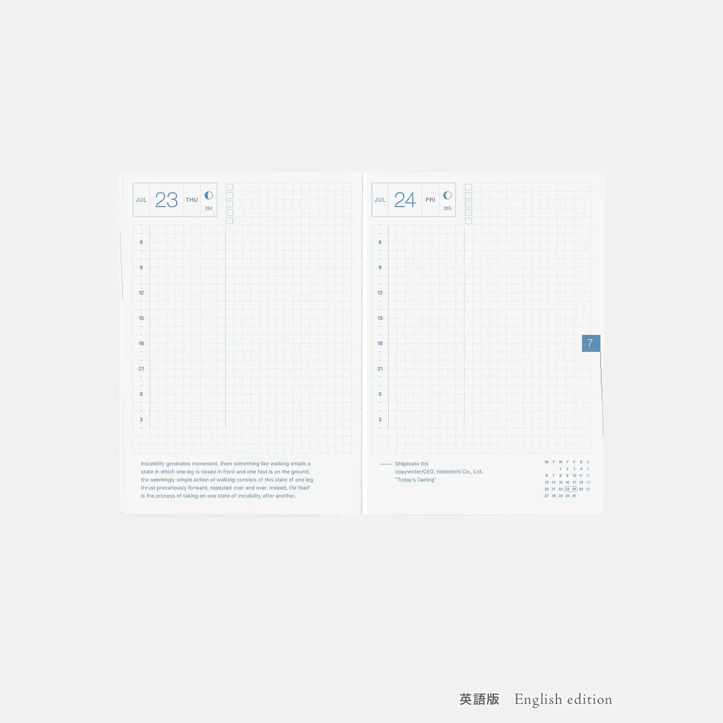 PRE-ORDER Hobonichi Techo 2026 Paper Series: Black Gingham HON  / A6 Size / Daily / Jan start / Mon start - English Edition