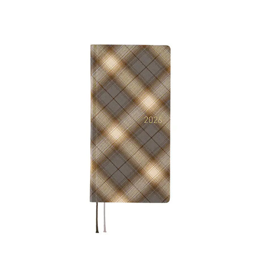 PRE-ORDER Hobonichi Techo 2026 Shirt Fabric: Foggy Plaid Weeks Hardcover Book / Weekly Horizontal / Jan start / Mon start - English Edition