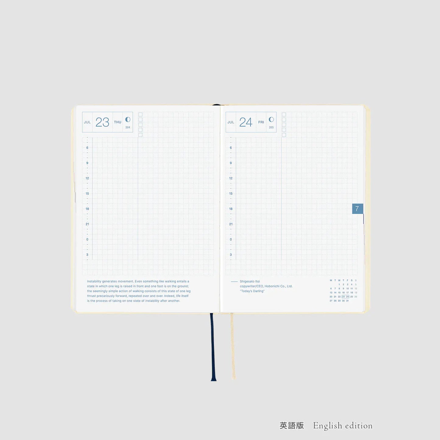 PRE-ORDER Hobonichi Techo 2026 Slash (Ivory) HON / A6 Size / Daily / Jan start / Mon start - English Edition