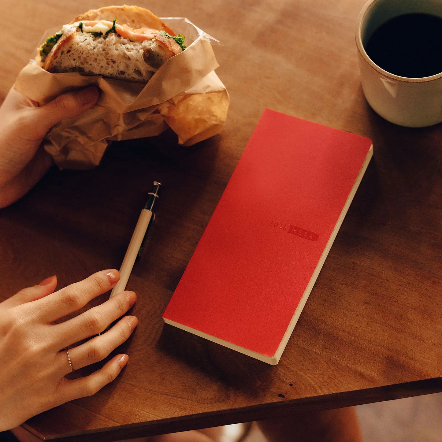 Weeks MEGA, Hobonichi Techo 2026 Sneaker: Tomato Red Weeks Mega Softcover Book / Weekly Horizontal / Jan start / Mon start - English Edition