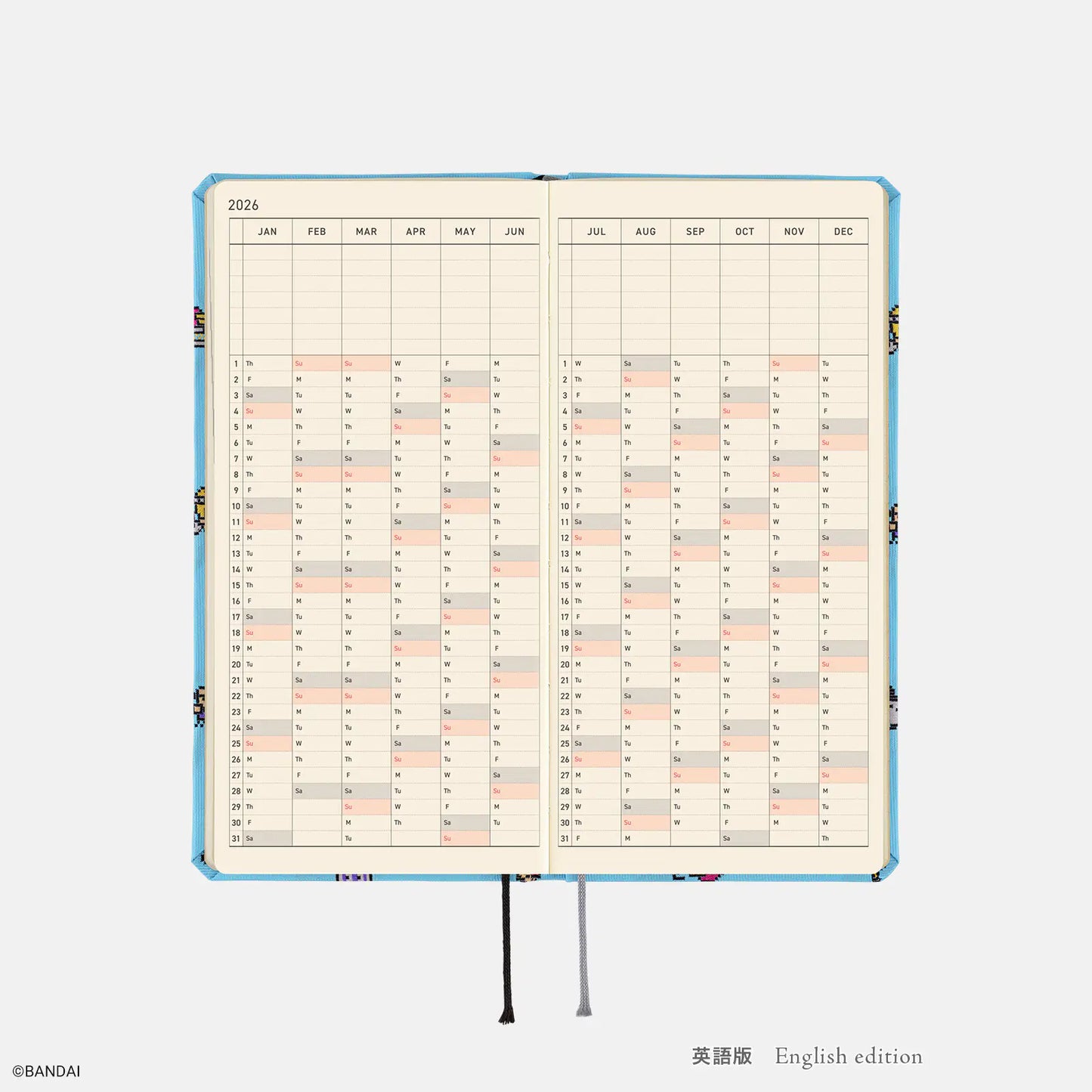 Hobonichi Techo 2026 Tamagotchi: Our Tamagotchi Weeks Hardcover Book / Weekly Horizontal / Jan start / Mon start - English Edition