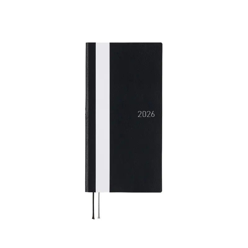 Hobonichi Techo 2026 White Line: Black Weeks Softcover Book / Weekly Horizontal / Jan start / Mon start - English Edition