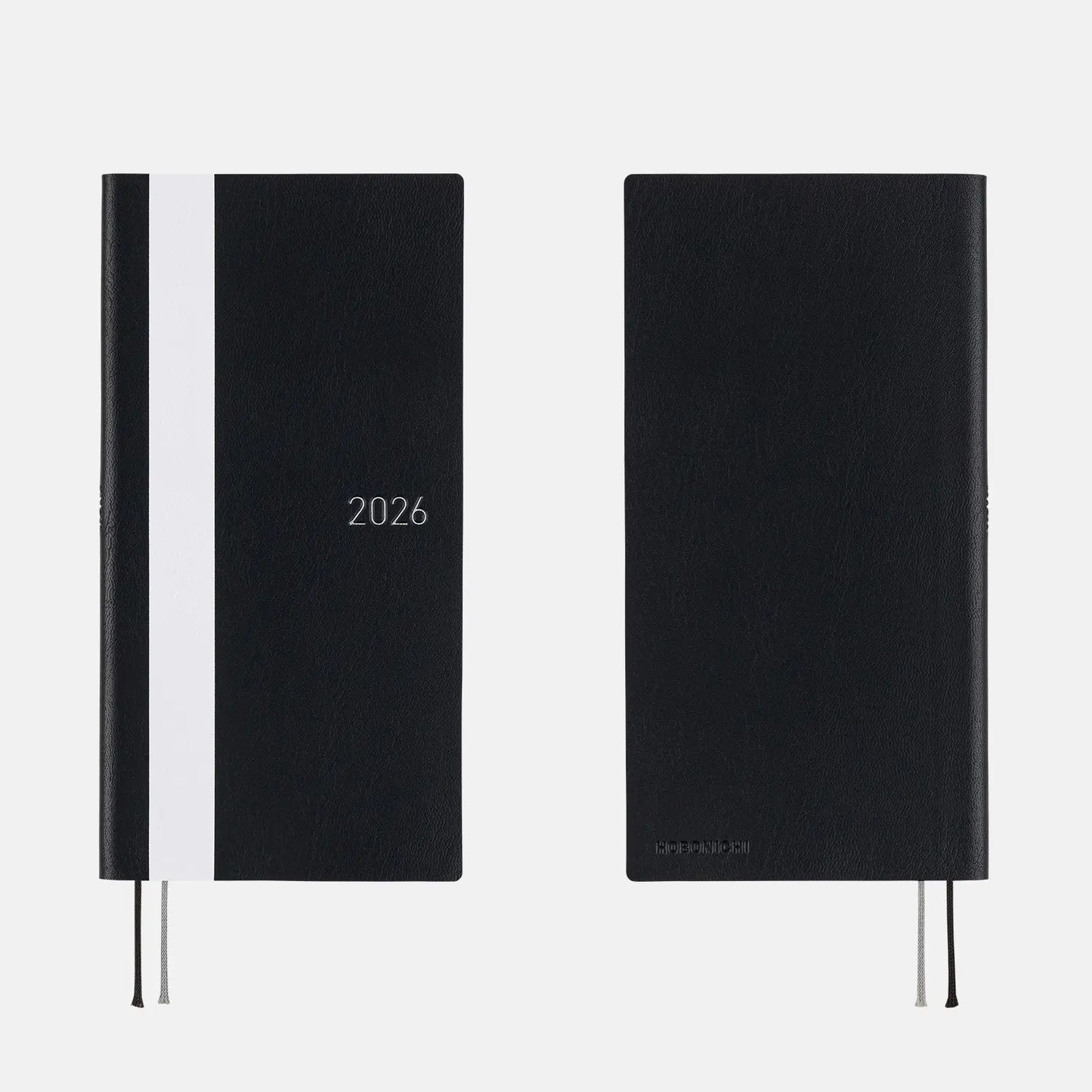Hobonichi Techo 2026 White Line: Black Weeks Softcover Book / Weekly Horizontal / Jan start / Mon start - English Edition