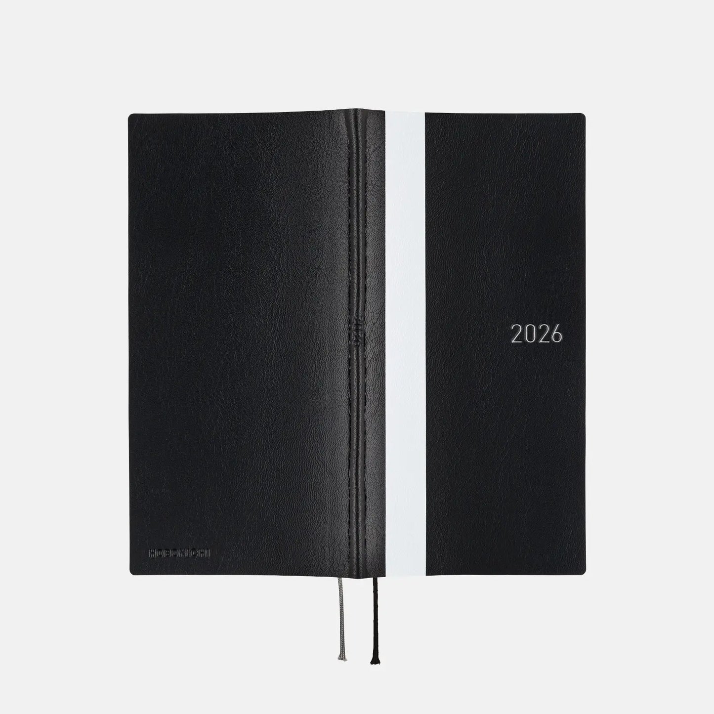 Hobonichi Techo 2026 White Line: Black Weeks Softcover Book / Weekly Horizontal / Jan start / Mon start - English Edition