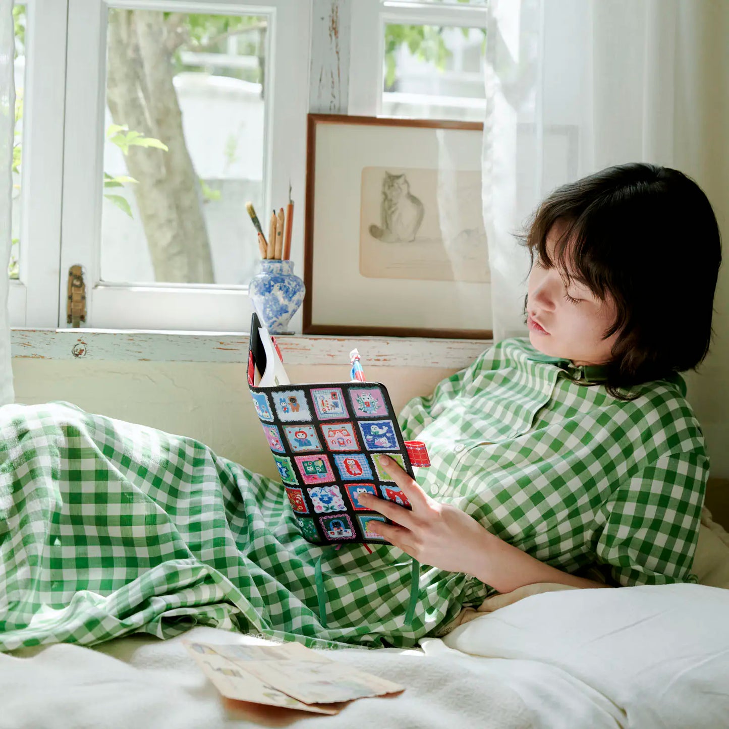 Hobonichi Techo 2026 Yumi Kitagishi: White Cat’s Daily Life A5 Cousin Size Cover (Cover Only)