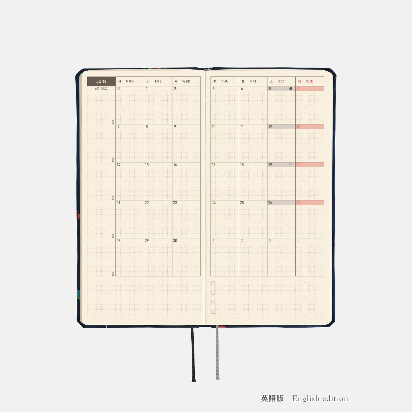 Hobonichi Techo 2027 Bow & Tie: Candy Dream Weeks Hardcover Book / Weekly Horizontal / Jan start / Mon start - English Edition