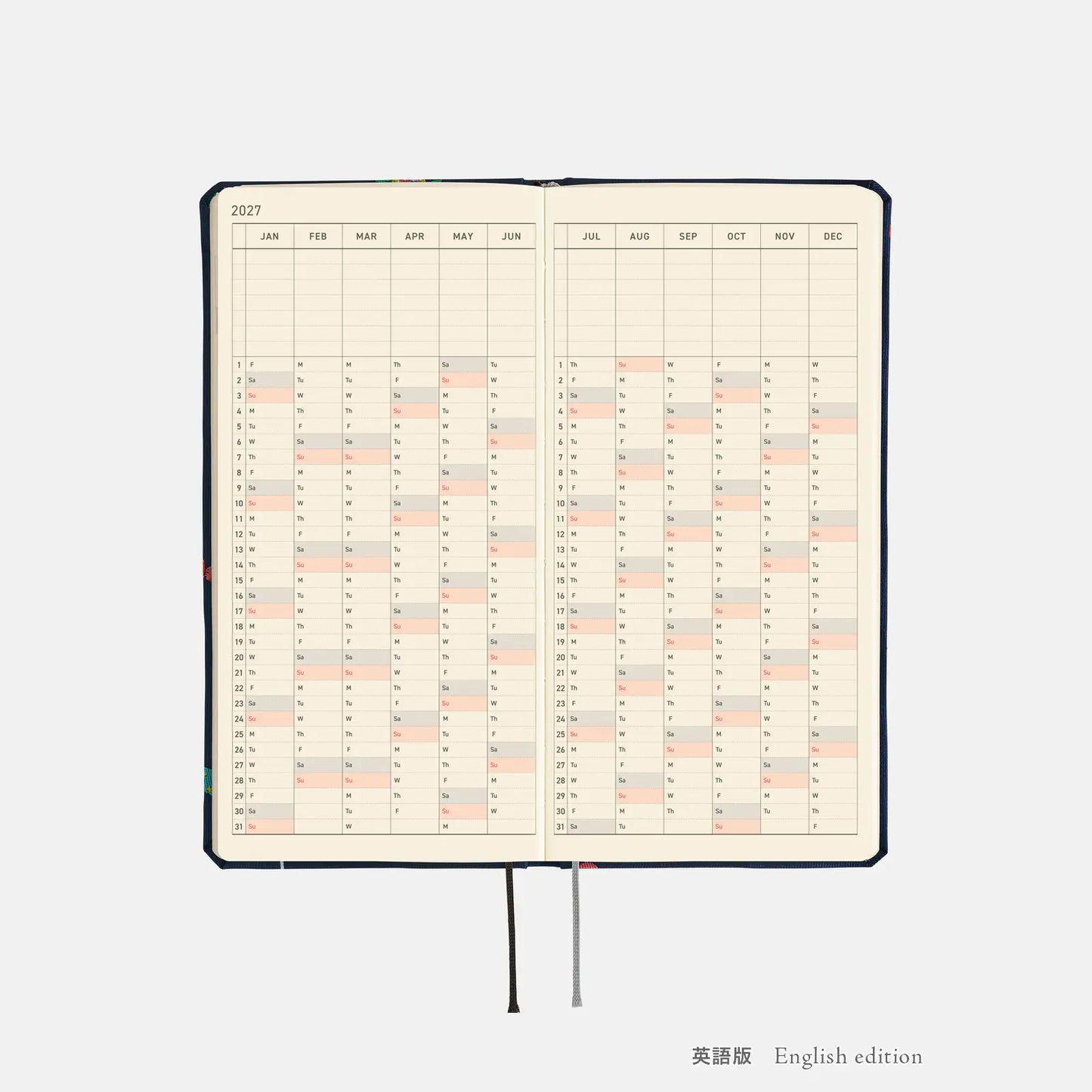 Hobonichi Techo 2027 Bow & Tie: Candy Dream Weeks Mega Hardcover Book / Weekly Horizontal / Jan start / Mon start - English Edition