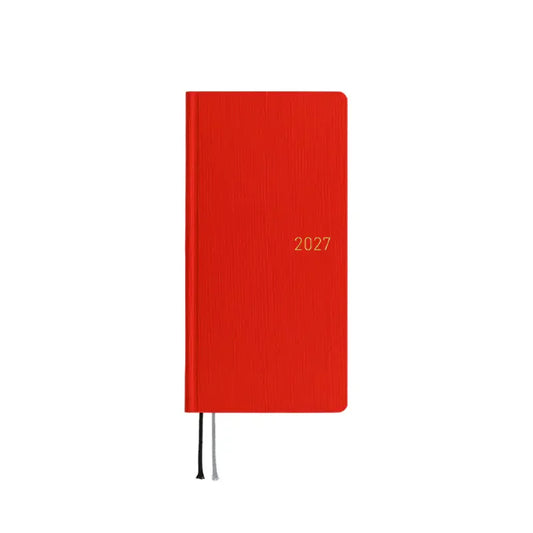 Weeks MEGA, Hobonichi Techo 2027 Colors: Poppy Red Weeks Mega Hardcover Book / Weekly Horizontal / Jan start / Mon start - English Edition