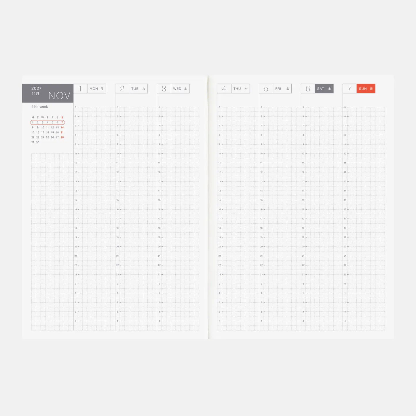 Hobonichi Techo 2027 English Cousin Book A5 size / Daily / Jan start / Mon start - English Edition