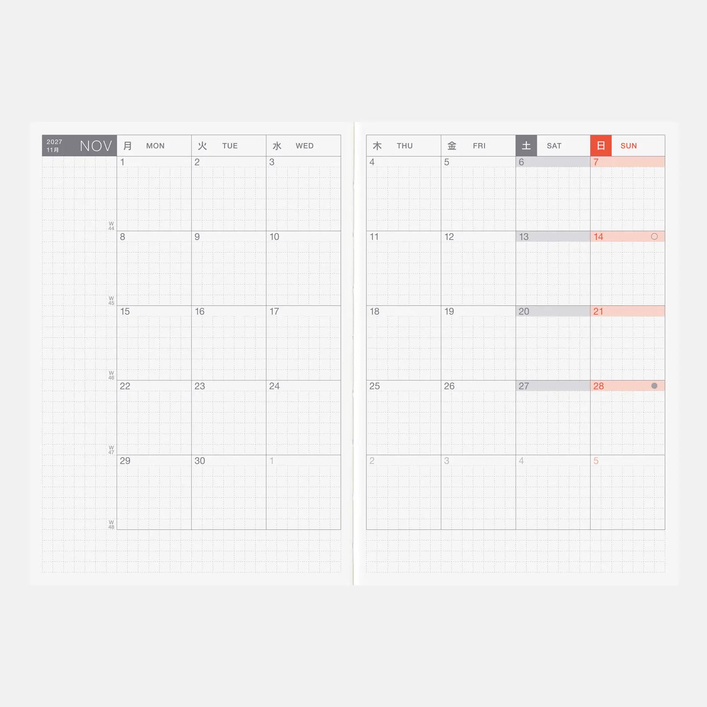 Hobonichi Techo 2027 English Original Book A6 size / Daily / Jan start / Mon start - English Edition