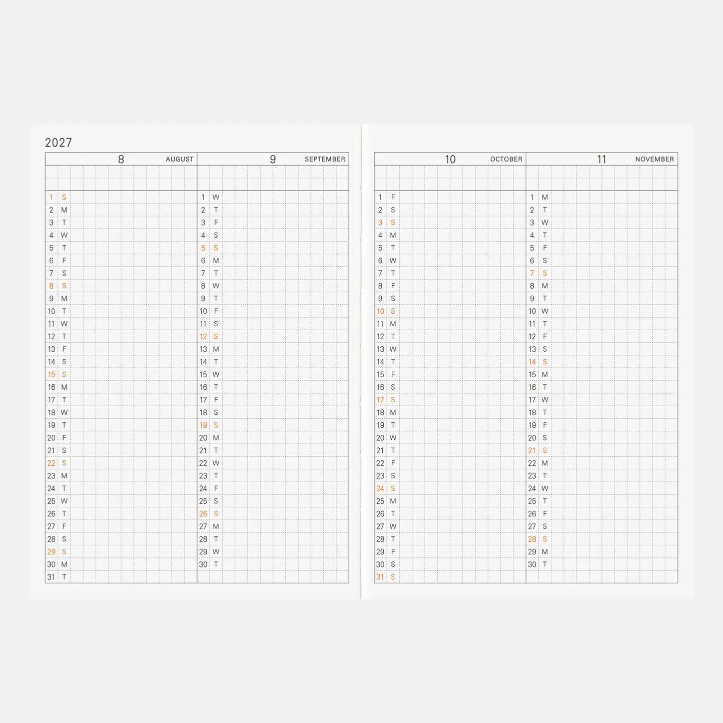Hobonichi Techo 2027 English Planner Book A6 size / Daily / Jan start / Mon start - English Edition