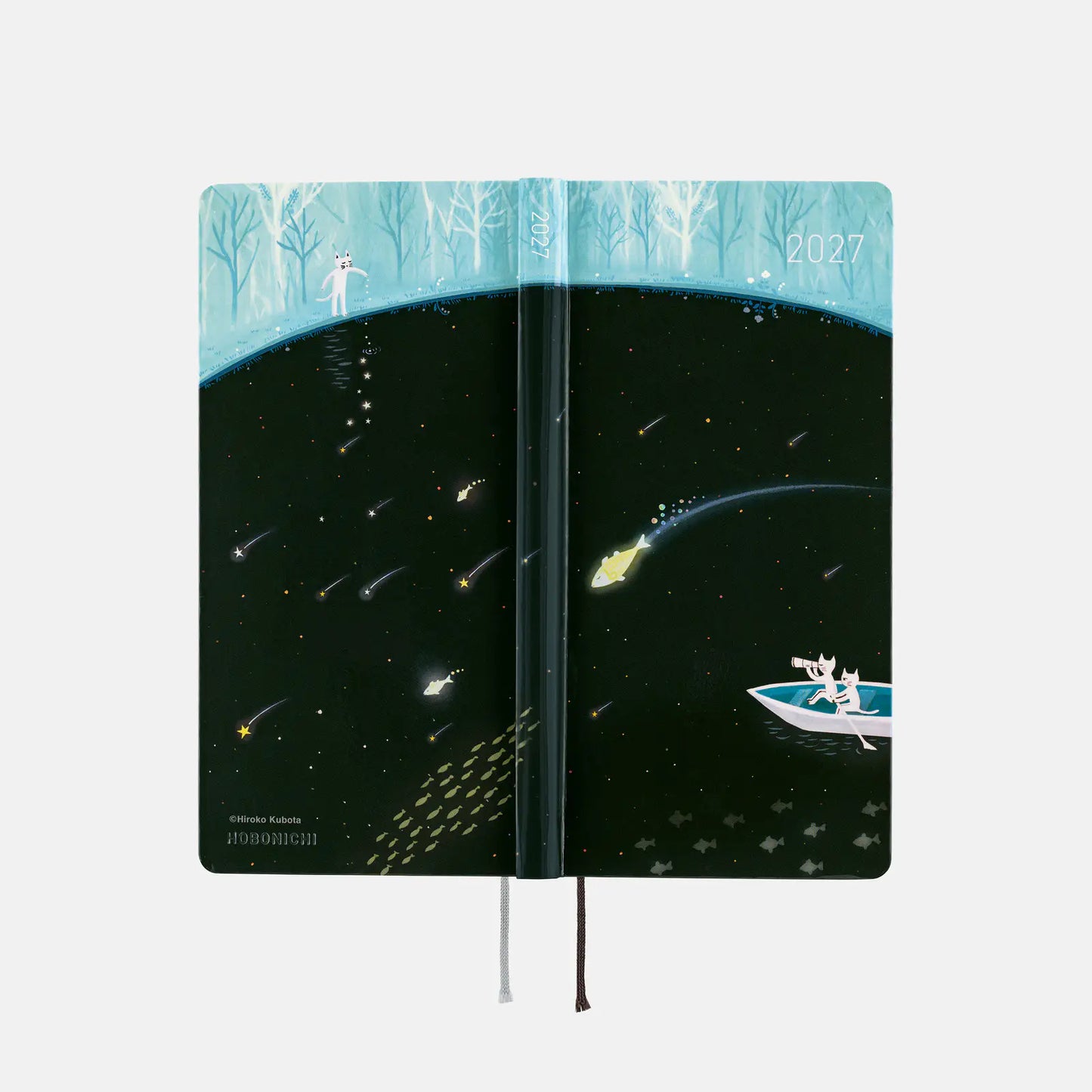 Hobonichi Techo 2027 Hiroko Kubota: Meteor Shower in the Light Blue Forest Weeks Hardcover Book / Weekly Horizontal / Jan start / Mon start - English Edition