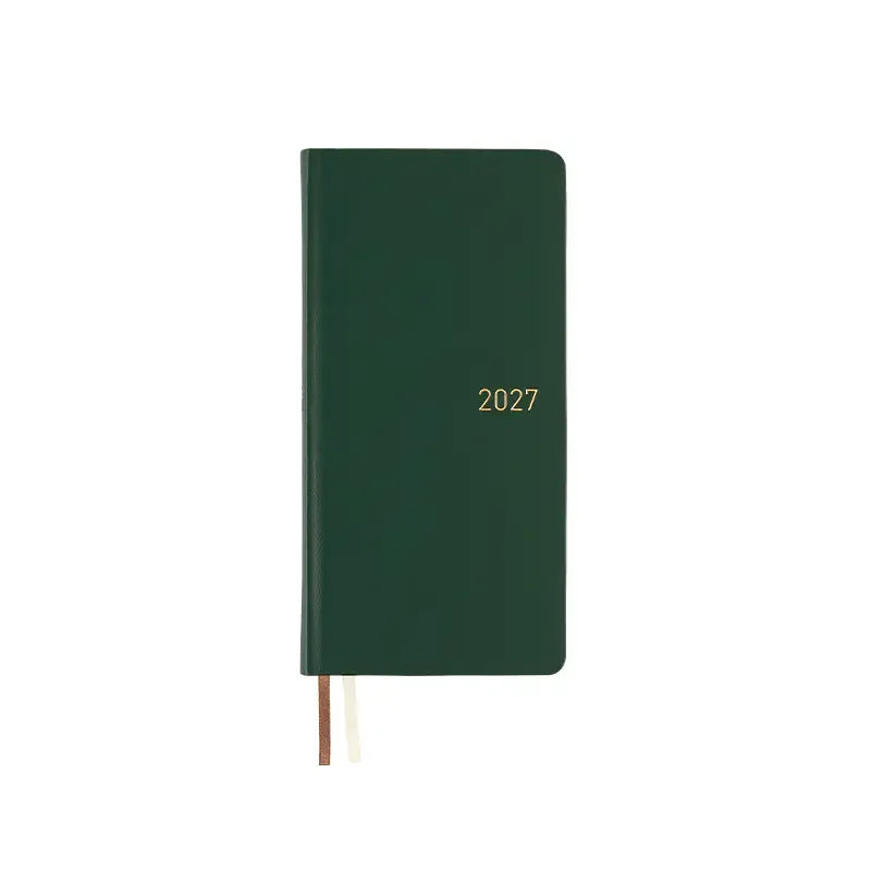Hobonichi Techo 2027 Leather: Forest Green Weeks Hardcover Book / Weekly Horizontal / Jan start / Mon start - English Edition