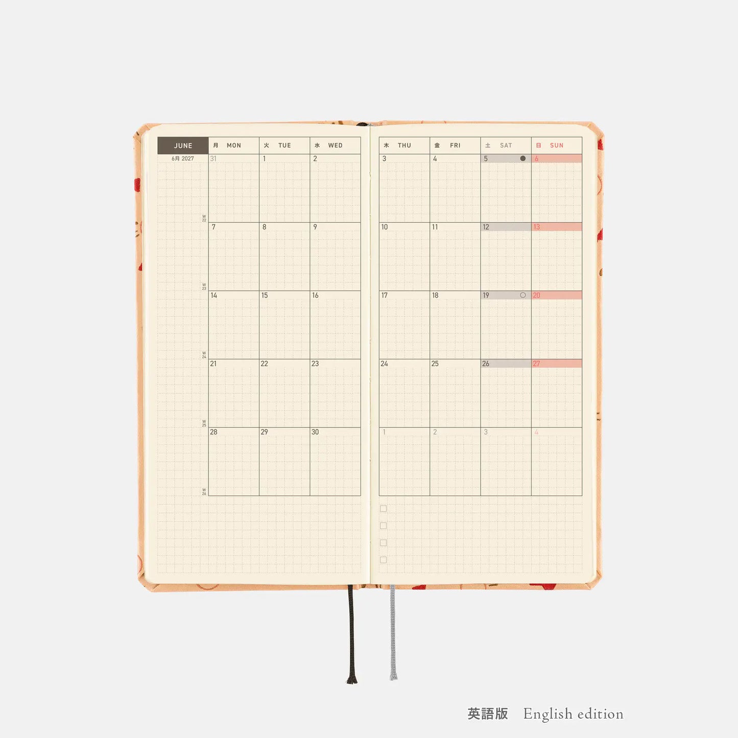 Hobonichi Techo 2027 MOTHER: Mr. Saturn Pattern Weeks Hardcover Book / Weekly Horizontal / Jan start / Mon start - English Edition