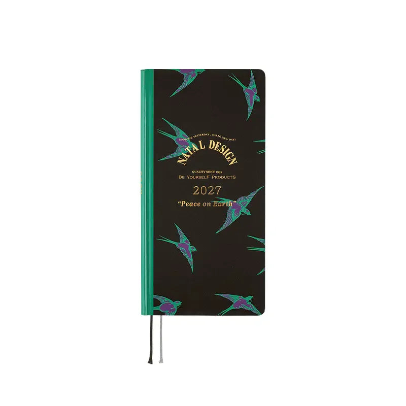 Hobonichi Techo 2027 Natal Design: Lucky Swallow Weeks Hardcover Book / Weekly Horizontal / Jan start / Mon start - English Edition