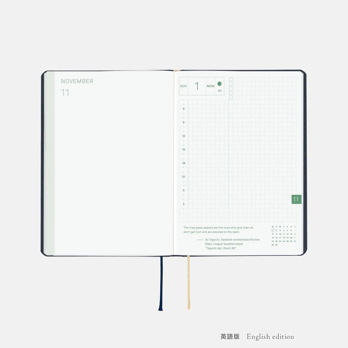 Hobonichi Techo 2027 : Slash (Navy) HON / A6 Size / Daily / Jan start / Mon start - English Edition