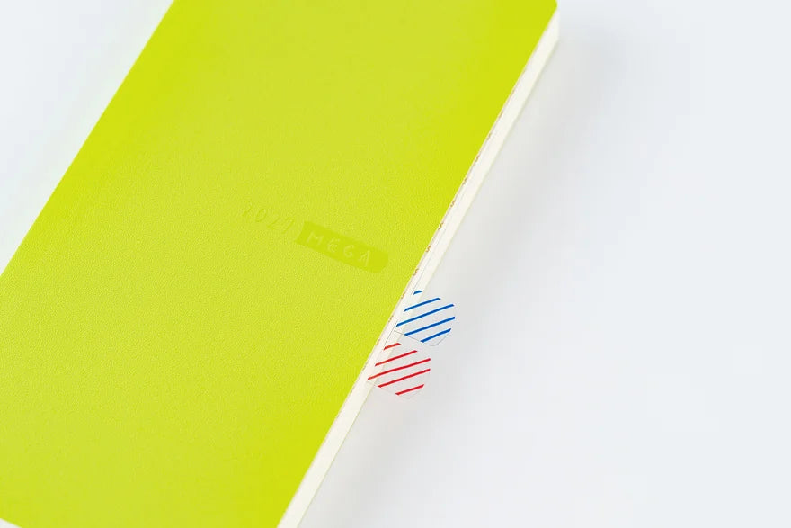 Weeks MEGA, Hobonichi Techo 2027 Sneaker: Lime Green Weeks Mega Softcover Book / Weekly Horizontal / Jan start / Mon start - English Edition