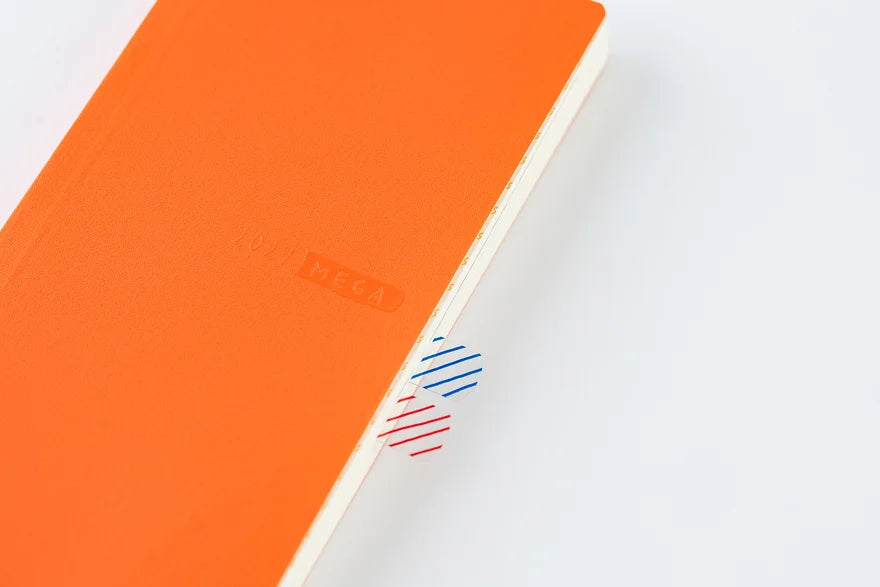 Weeks MEGA, Hobonichi Techo 2027 Sneaker: Mandarin Orange Weeks Mega Softcover Book / Weekly Horizontal / Jan start / Mon start - English Edition