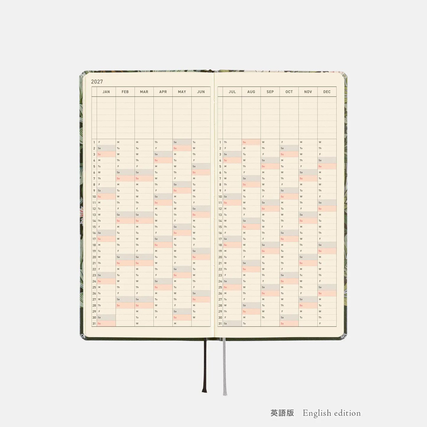Hobonichi Techo 2027 V&A Series: Leicester Weeks Hardcover Book / Weekly Horizontal / Jan start / Mon start - English Edition