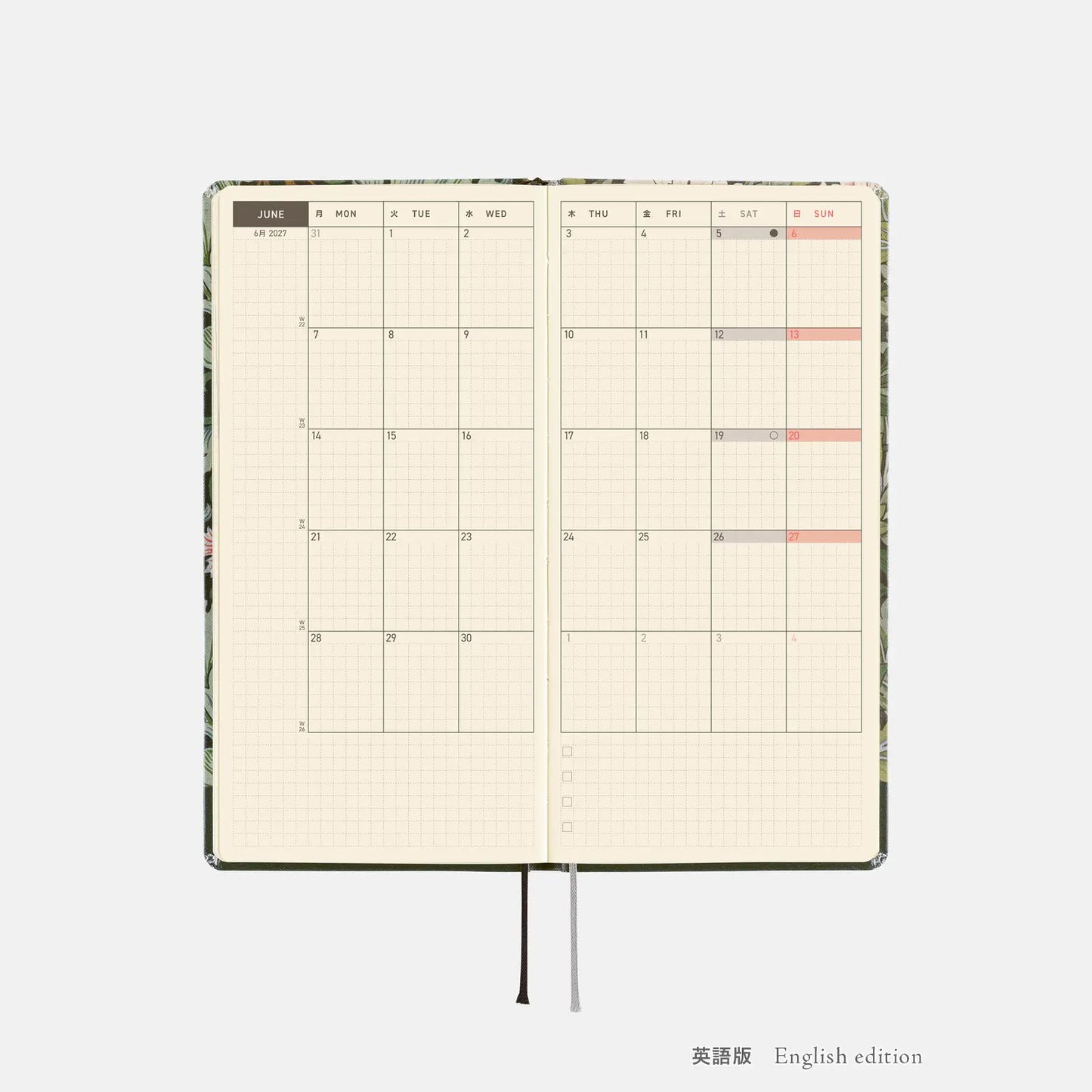 Hobonichi Techo 2027 V&A Series: Leicester Weeks Hardcover Book / Weekly Horizontal / Jan start / Mon start - English Edition