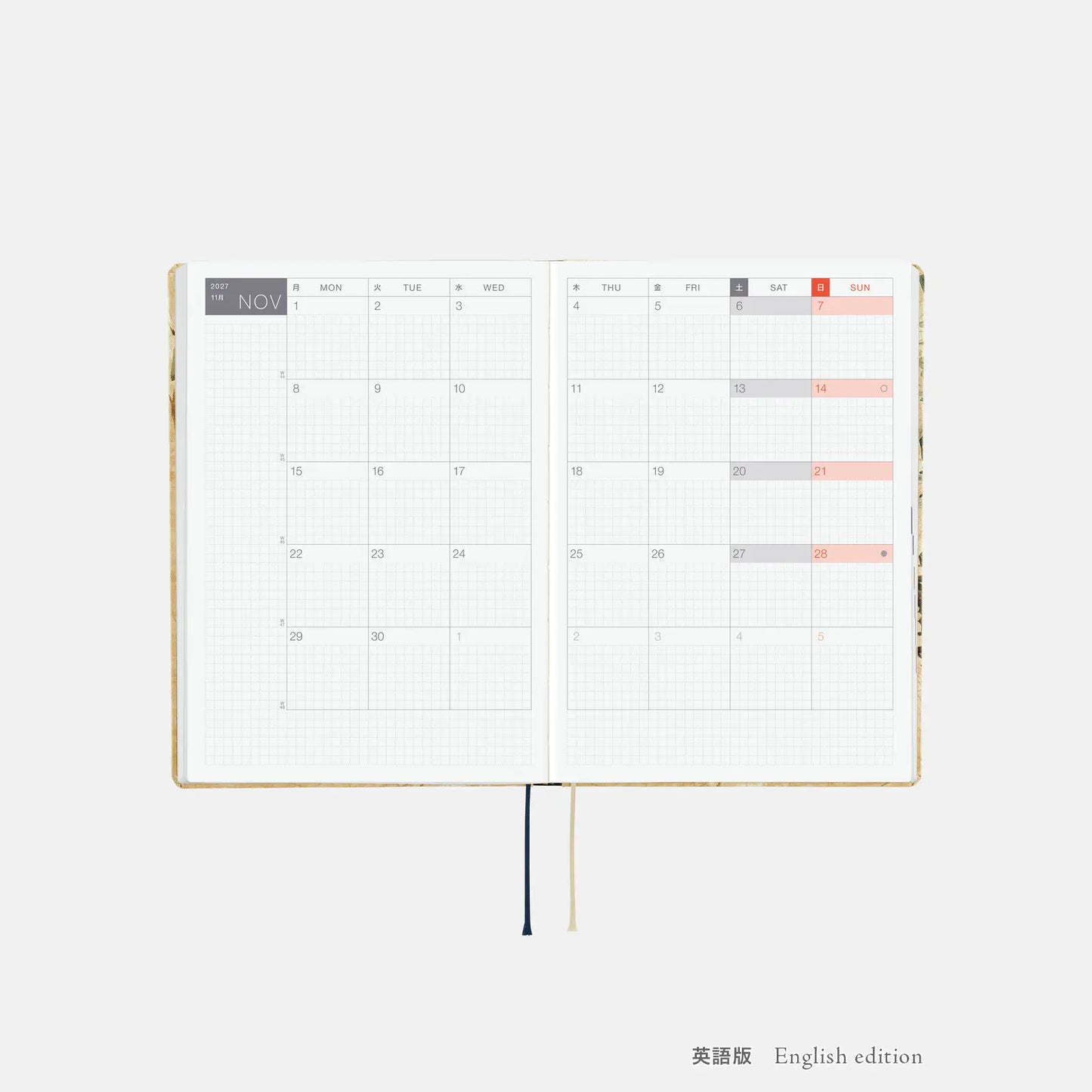 Hobonichi Techo 2027 V&A Series: Vine HON / A5 Size / Daily / Jan start / Mon start - English Edition