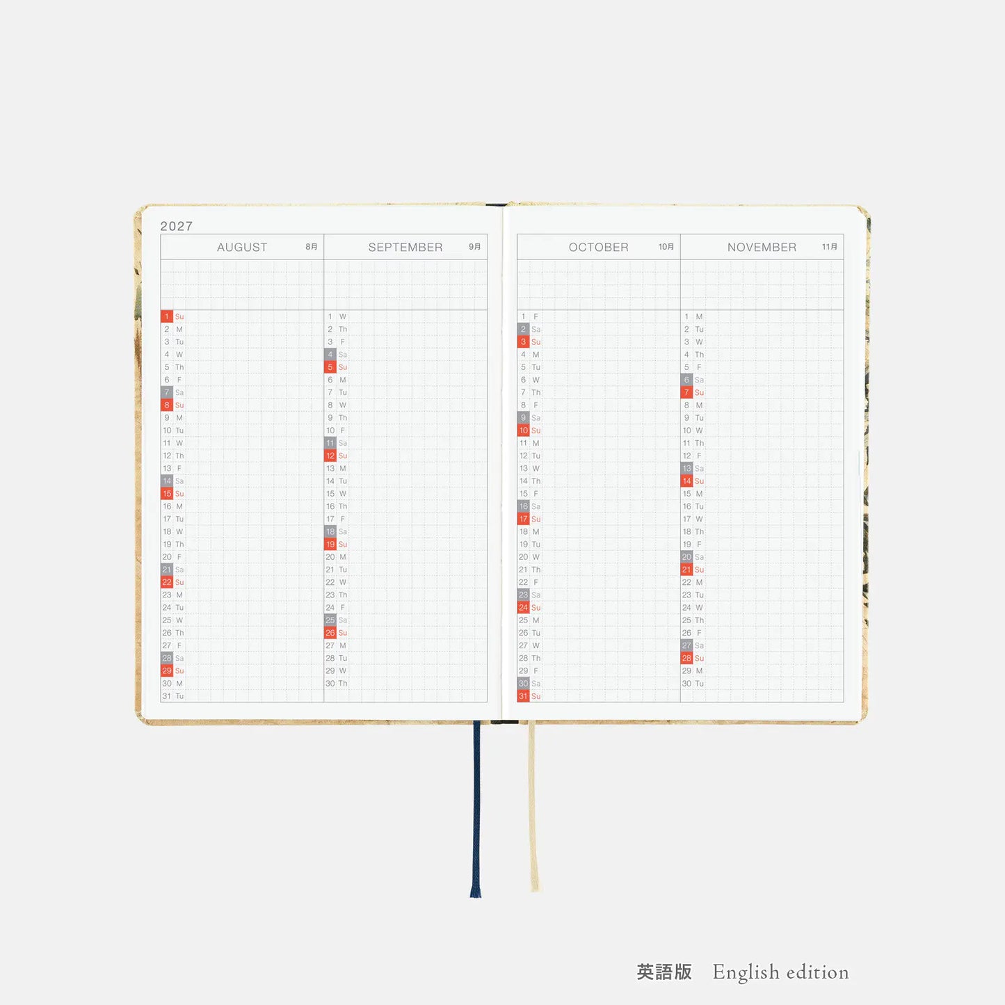 Hobonichi Techo 2027 V&A Series: Vine HON / A6 Size / Daily / Jan start / Mon start - English Edition