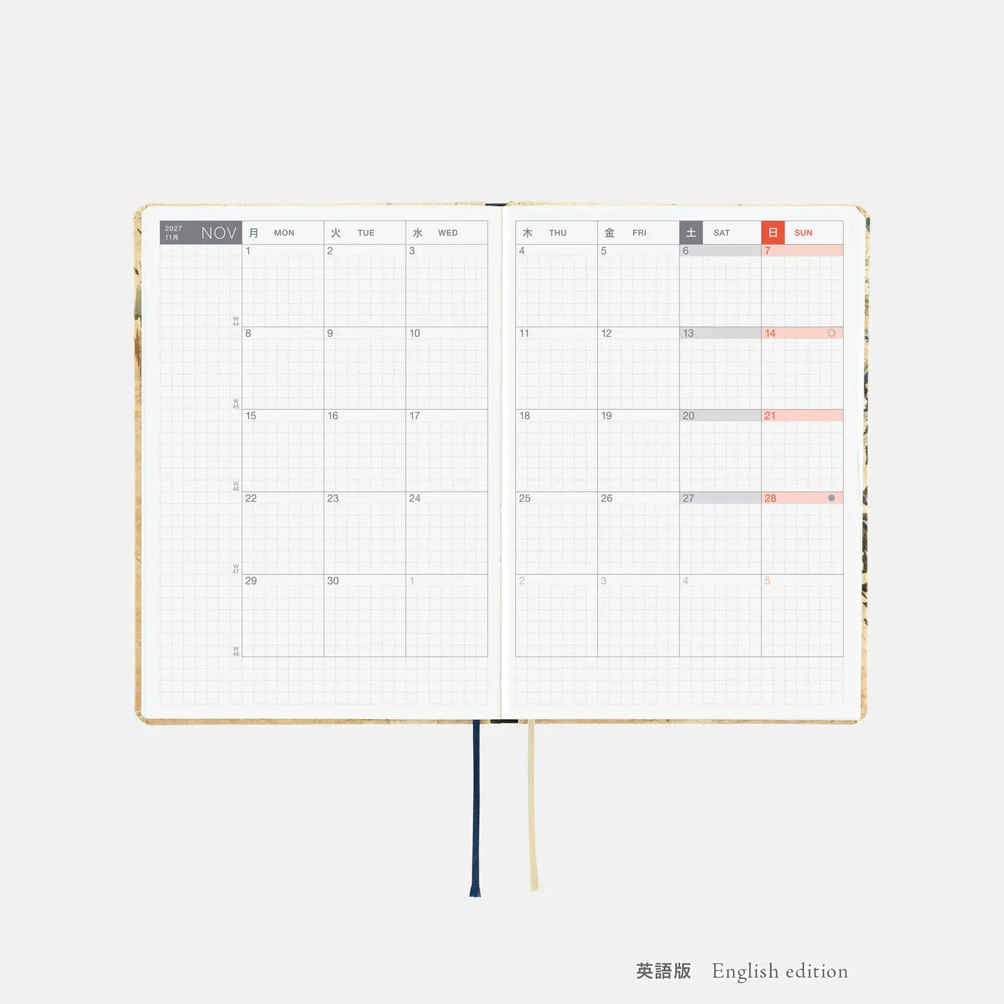 Hobonichi Techo 2027 V&A Series: Vine HON / A6 Size / Daily / Jan start / Mon start - English Edition