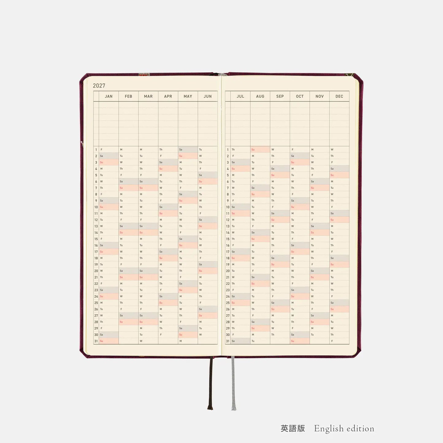 Hobonichi Techo 2027 V&A Series: Welcome to the V&A Weeks Hardcover Book / Weekly Horizontal / Jan start / Mon start - English Edition