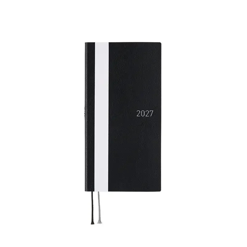 Hobonichi Techo 2027 White Line: Black Weeks Softcover Book / Weekly Horizontal / Jan start / Mon start - English Edition