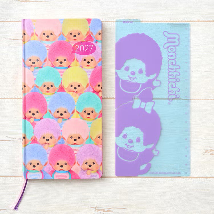 Hobonichi Techo 2027 custom edition - Monchhichi Weeks Hardcover Book (Japanese)  / Weekly Horizontal / Jan start / Mon start - Japanese Edition