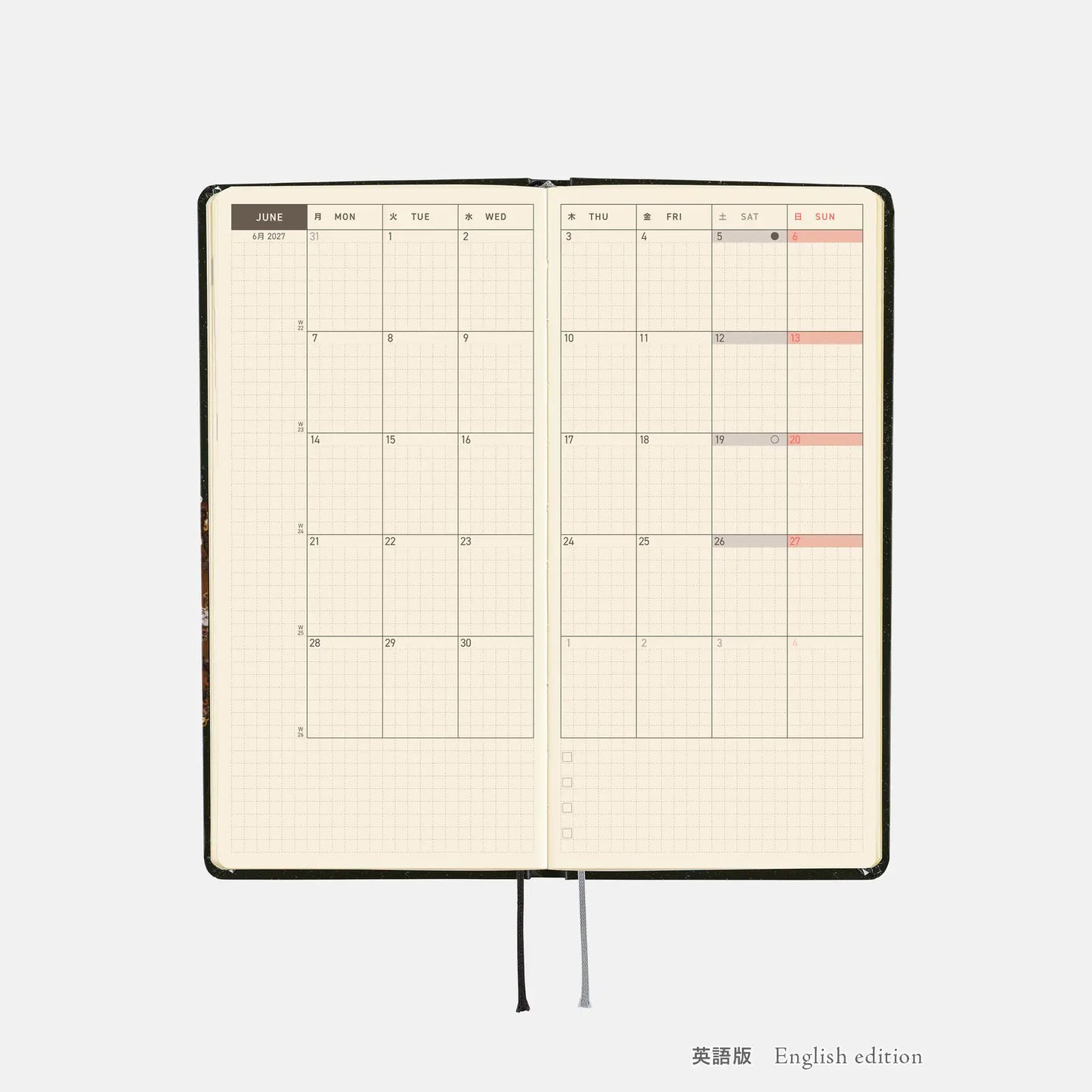 Hobonichi Techo 2027 tanakadaisuke: Starlight Weeks Hardcover Book / Weekly Horizontal / Jan start / Mon start - English Edition