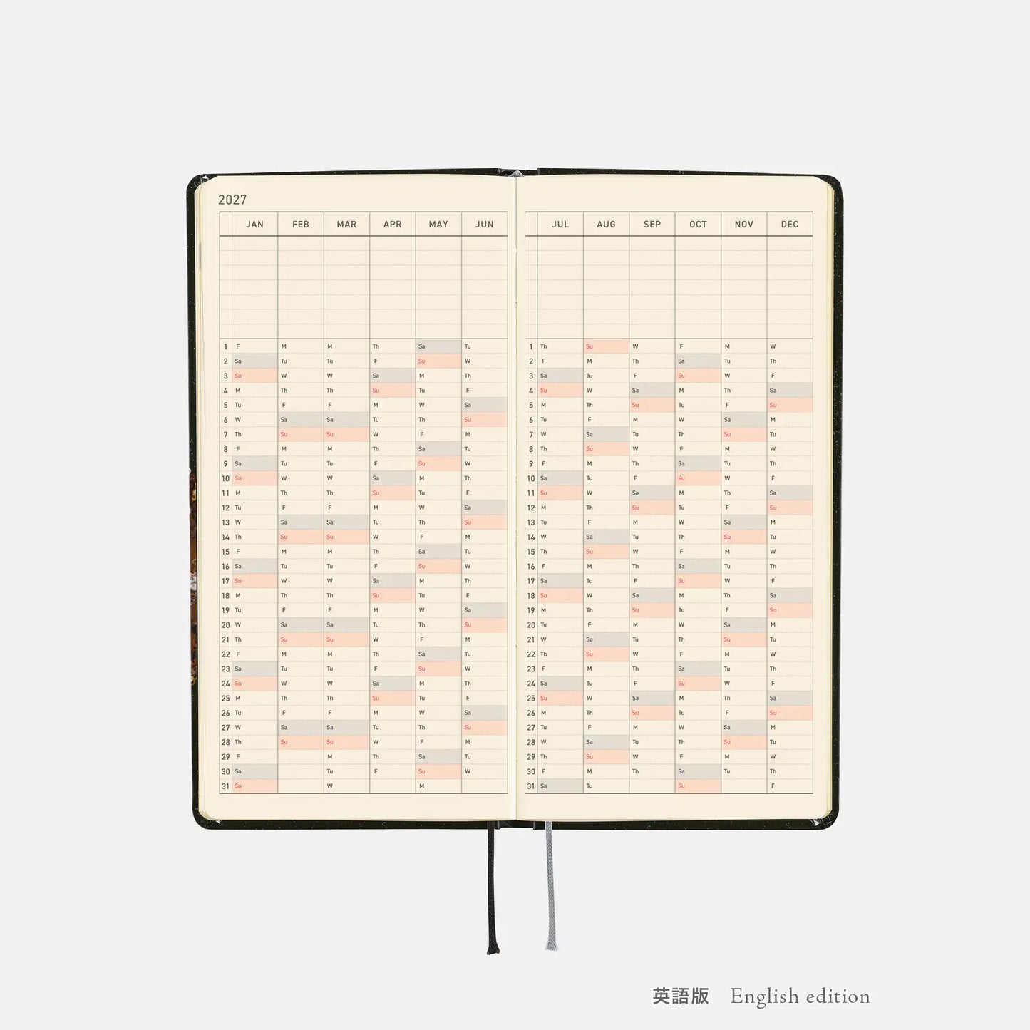 Hobonichi Techo 2027 tanakadaisuke: Starlight Weeks Hardcover Book / Weekly Horizontal / Jan start / Mon start - English Edition