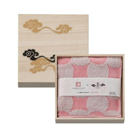 Imabari Towel Handkerchief 1 Piece with Wooden Gift Box - Pink -