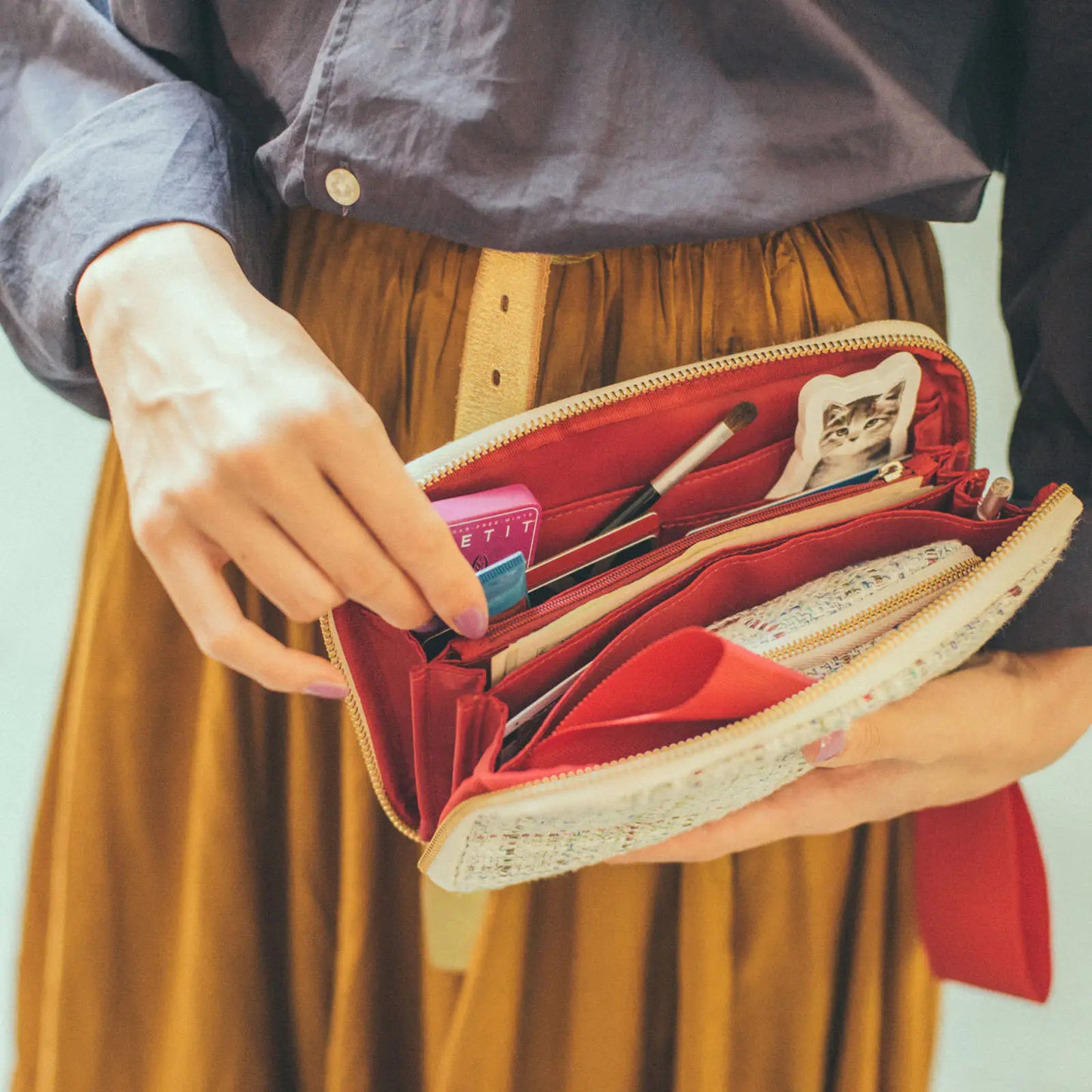 Iwate Home Spun: Lamé Tweed Drawer Pouch Áne,  Hobonichi Drawer Pouch Áne