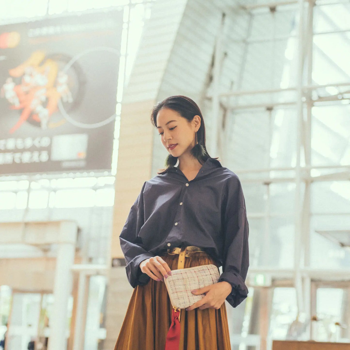 Iwate Home Spun: Lamé Tweed Drawer Pouch Áne,  Hobonichi Drawer Pouch Áne