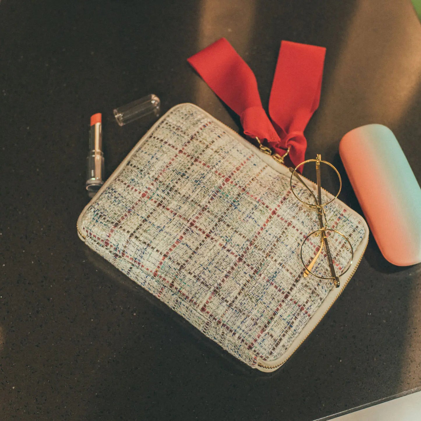 Iwate Home Spun: Lamé Tweed Large Drawer Pouch,  Hobonichi Large Drawer Pouch