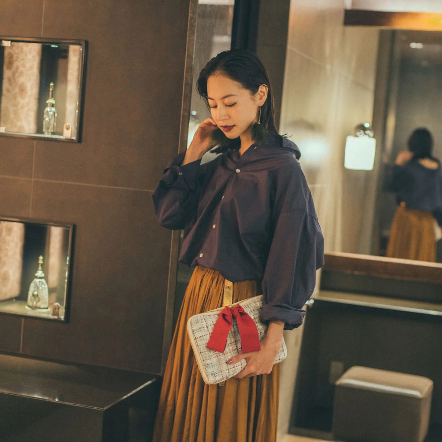 Iwate Home Spun: Lamé Tweed Large Drawer Pouch,  Hobonichi Large Drawer Pouch