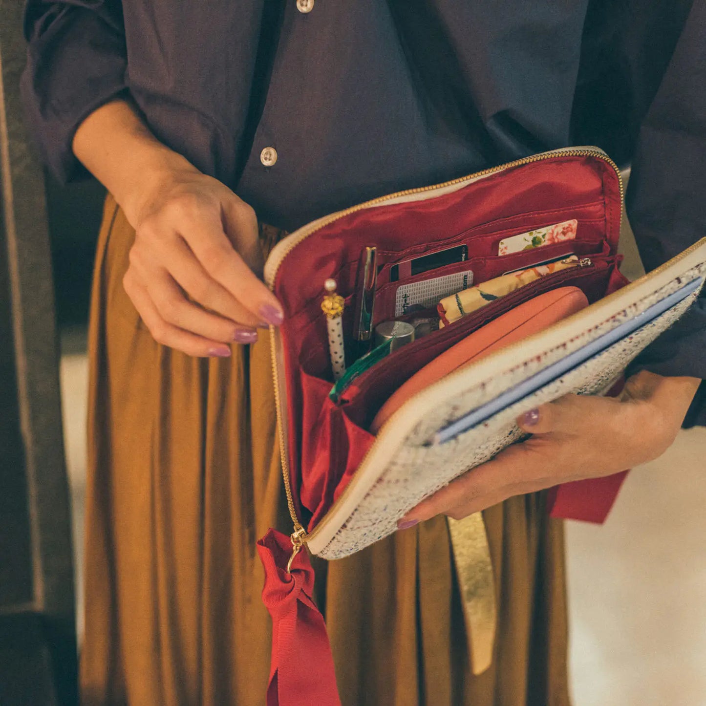 Iwate Home Spun: Lamé Tweed Large Drawer Pouch,  Hobonichi Large Drawer Pouch