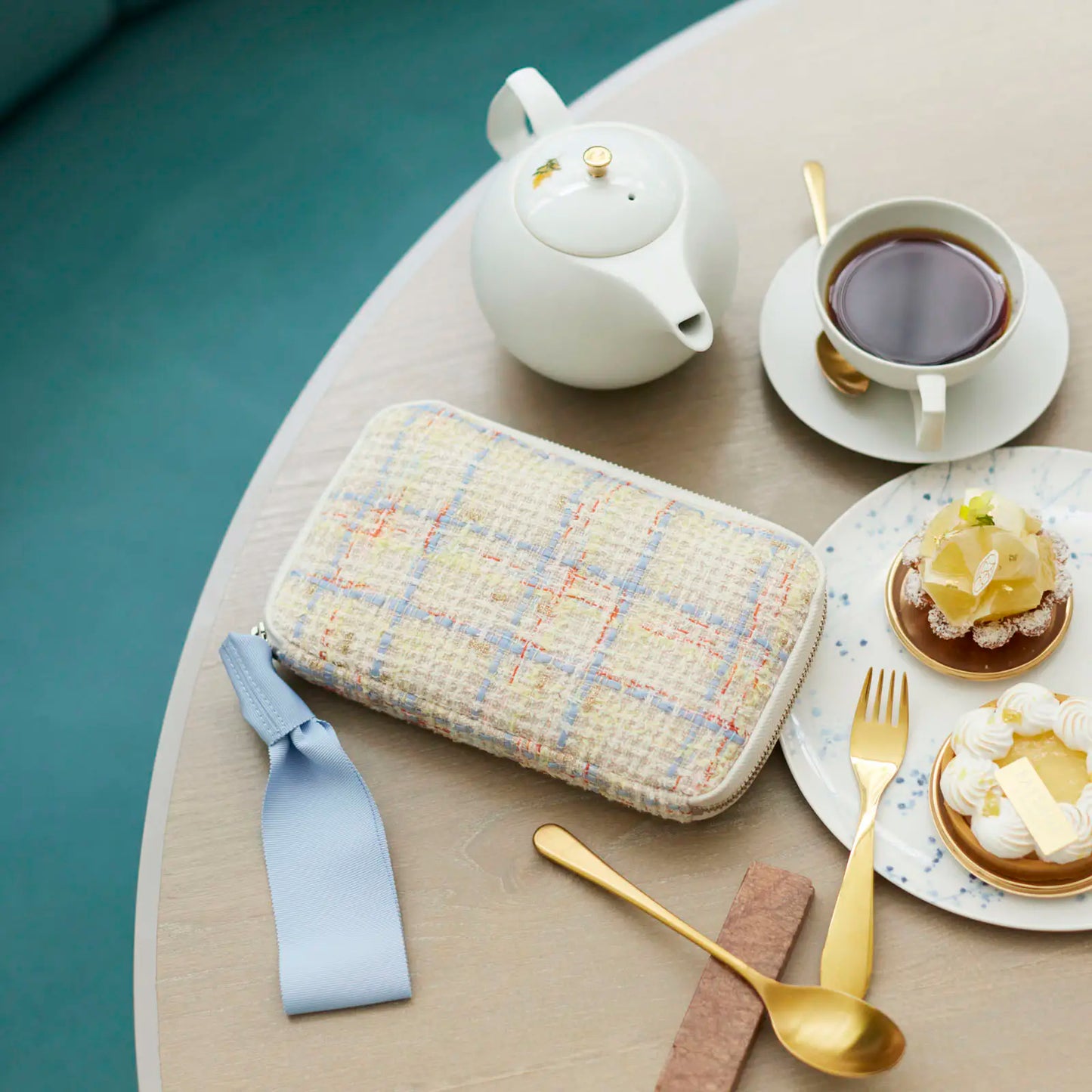Iwate Home Spun: Sherbet Tweed Drawer Pouch Áne,  Hobonichi Drawer Pouch Áne