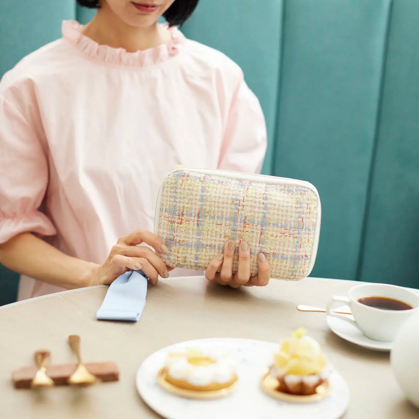 Iwate Home Spun: Sherbet Tweed Drawer Pouch Áne,  Hobonichi Drawer Pouch Áne