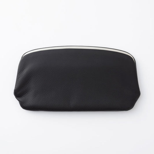 Cow Leather Clasp Long Wallet - Black Color - , Change Purse, Japanese Gamaguchi Wallet