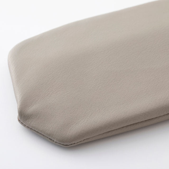 Cow Leather Clasp Long Wallet - Light Gray Color - , Change Purse, Japanese Gamaguchi Wallet