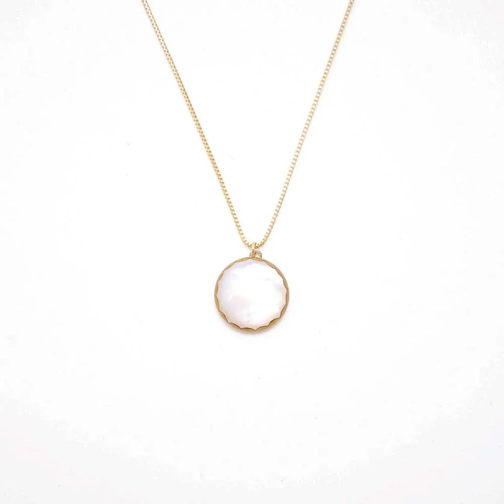 Maki-e Urushi Lacquer Pendant Necklace - White South Sea Pearl Shell / Frame Design -, Traditional Japanese Urushi Lacquer Jewelry