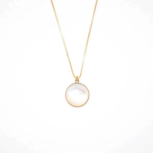 Maki-e Urushi Lacquer Pendant Necklace - White South Sea Pearl Shell / Frame Design -, Traditional Japanese Urushi Lacquer Jewelry
