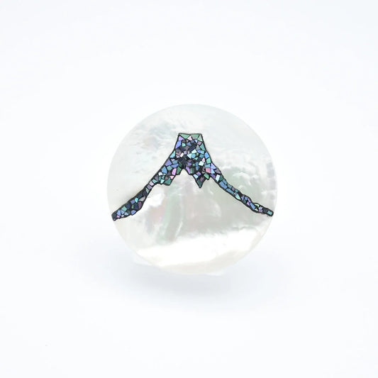 Raden Brooch - White South Sea Pearl Shell / Mt. Fuji -, Traditional Japanese Urushi Lacquer Jewelry