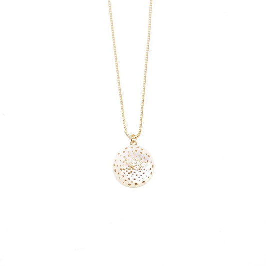 Maki-e Urushi Lacquer Pendant Necklace - White South Sea Pearl Shell / Dot Pattern -, Traditional Japanese Urushi Lacquer Jewelry