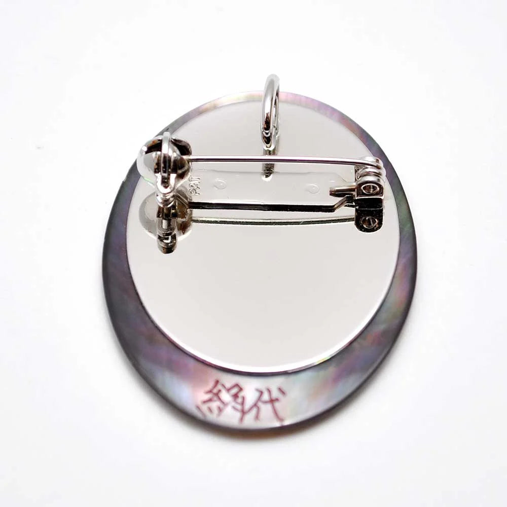 Maki-e Urushi Lacquer Brooch - Black Lip Oyster Pearl Shell / Owl -, Traditional Japanese Urushi Lacquer Jewelry