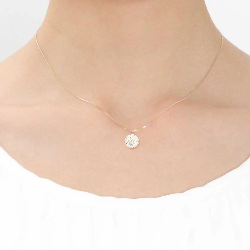 Maki-e Urushi Lacquer Pendant Necklace - White South Sea Pearl Shell / Dot Pattern -, Traditional Japanese Urushi Lacquer Jewelry