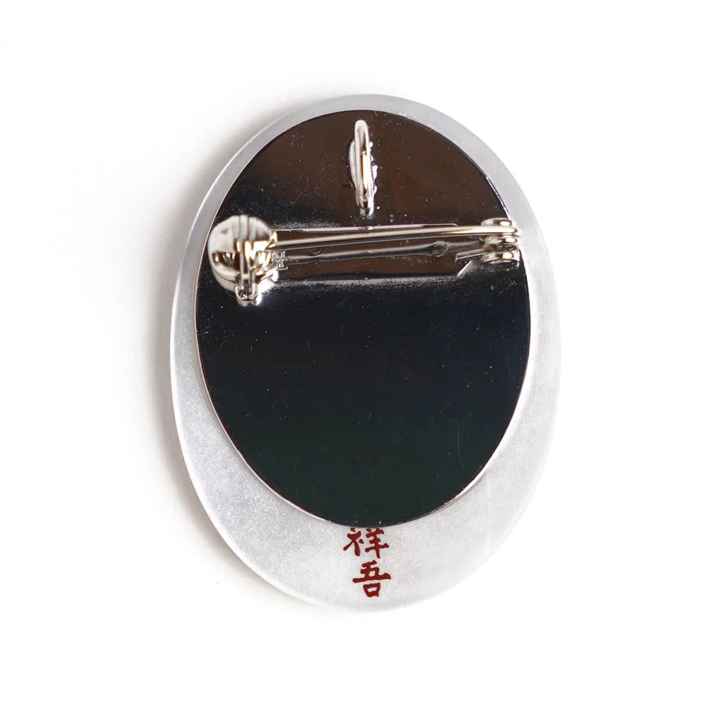 Maki-e Urushi Lacquer Brooch - White South Sea Pearl Shell / Rabbit and Wave -, Traditional Japanese Urushi Lacquer Jewelry
