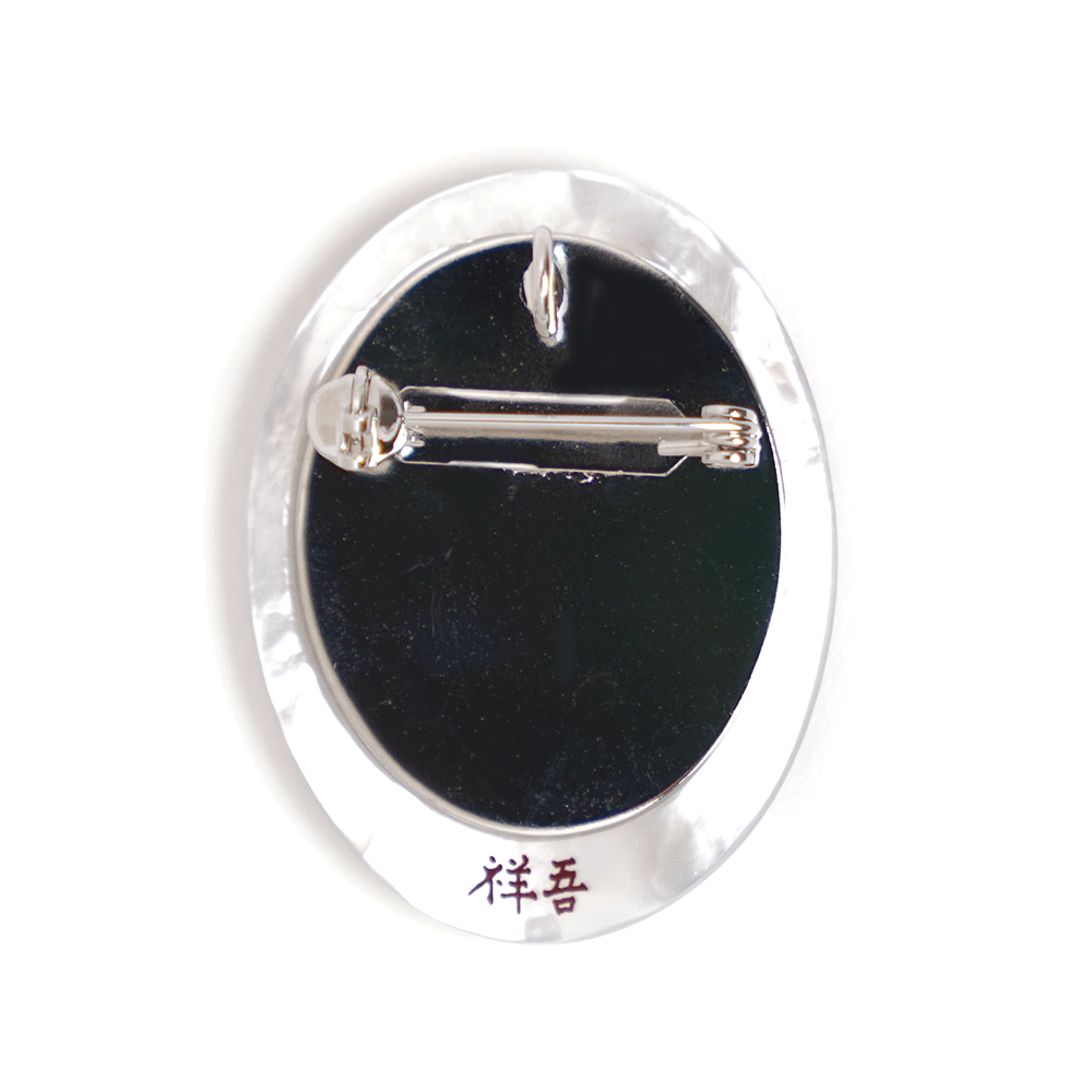 Maki-e Urushi Lacquer Brooch - White South Sea Pearl Shell / Hoopoe -, Traditional Japanese Urushi Lacquer Jewelry